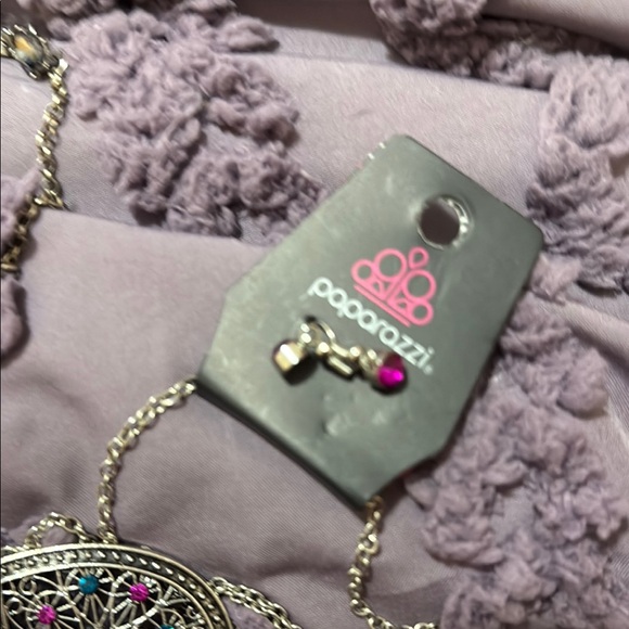 Paparazzi Silver Pink Necklace with Teardrop Pendant - Picture 2 of 3